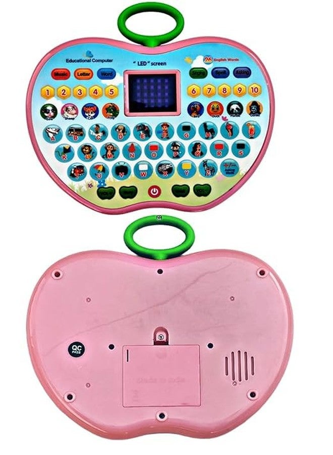 RUHANI Apple Shape Educational Computer Toy, LED Display, Learning Alphabets Numbers Words Animals, Music Function, 25 x 15 cm, Pink - Image 5